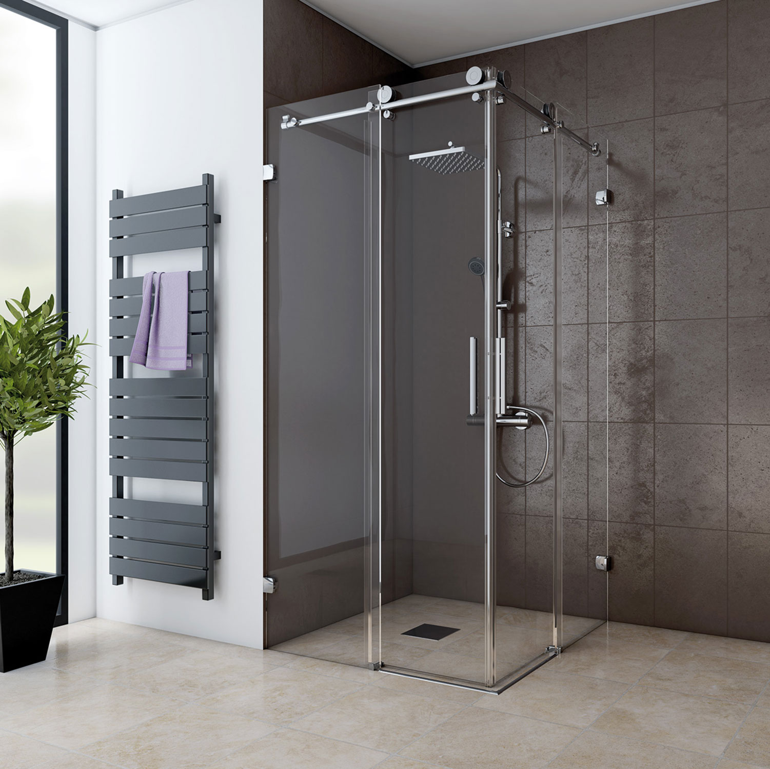 mk850-eckeinstieg-schiebetuer-rahmenlos MK850 Eckeinstieg Schiebetür 4-teilig