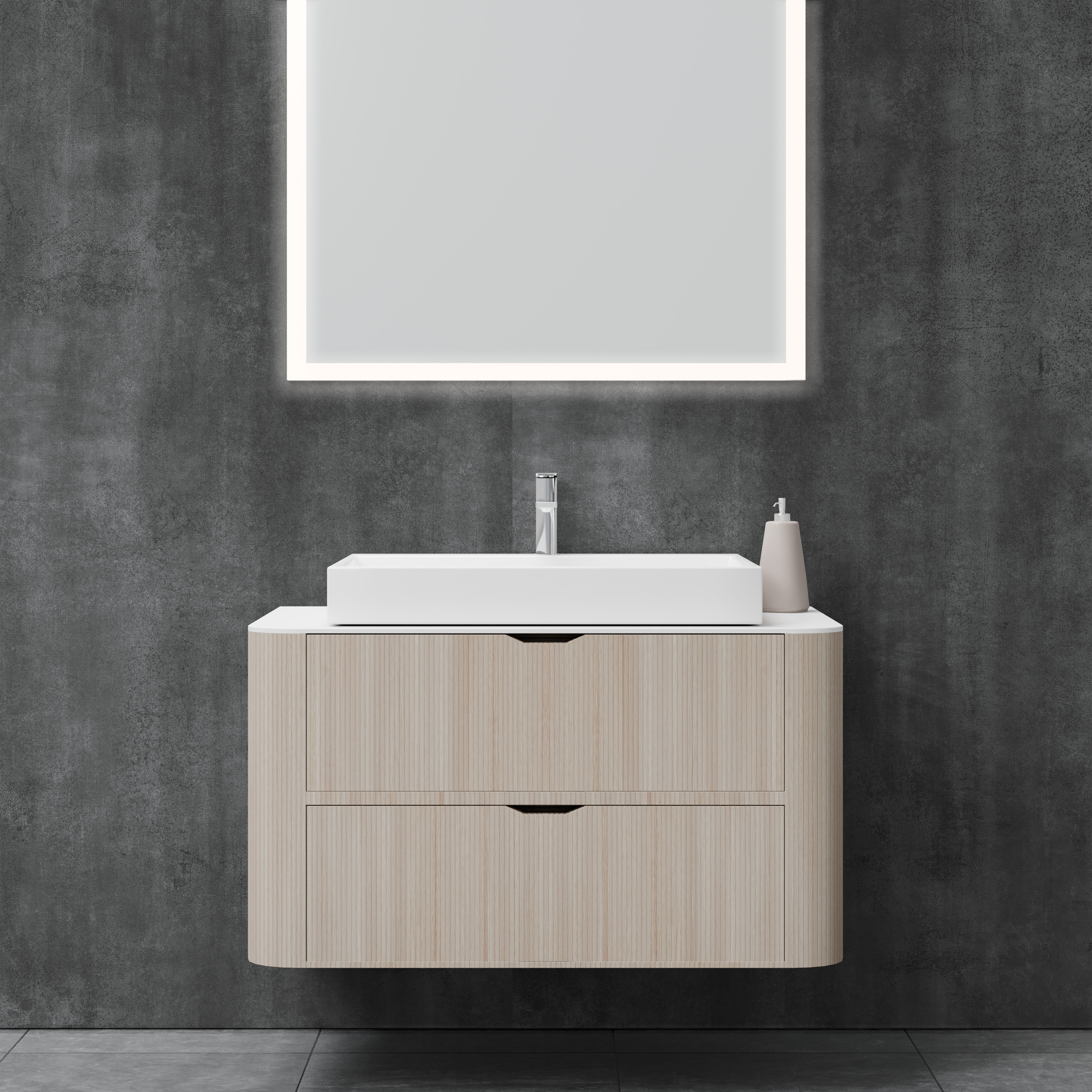 Dekor Paneele Stein Beton Optik Anthrazit Waschtisch