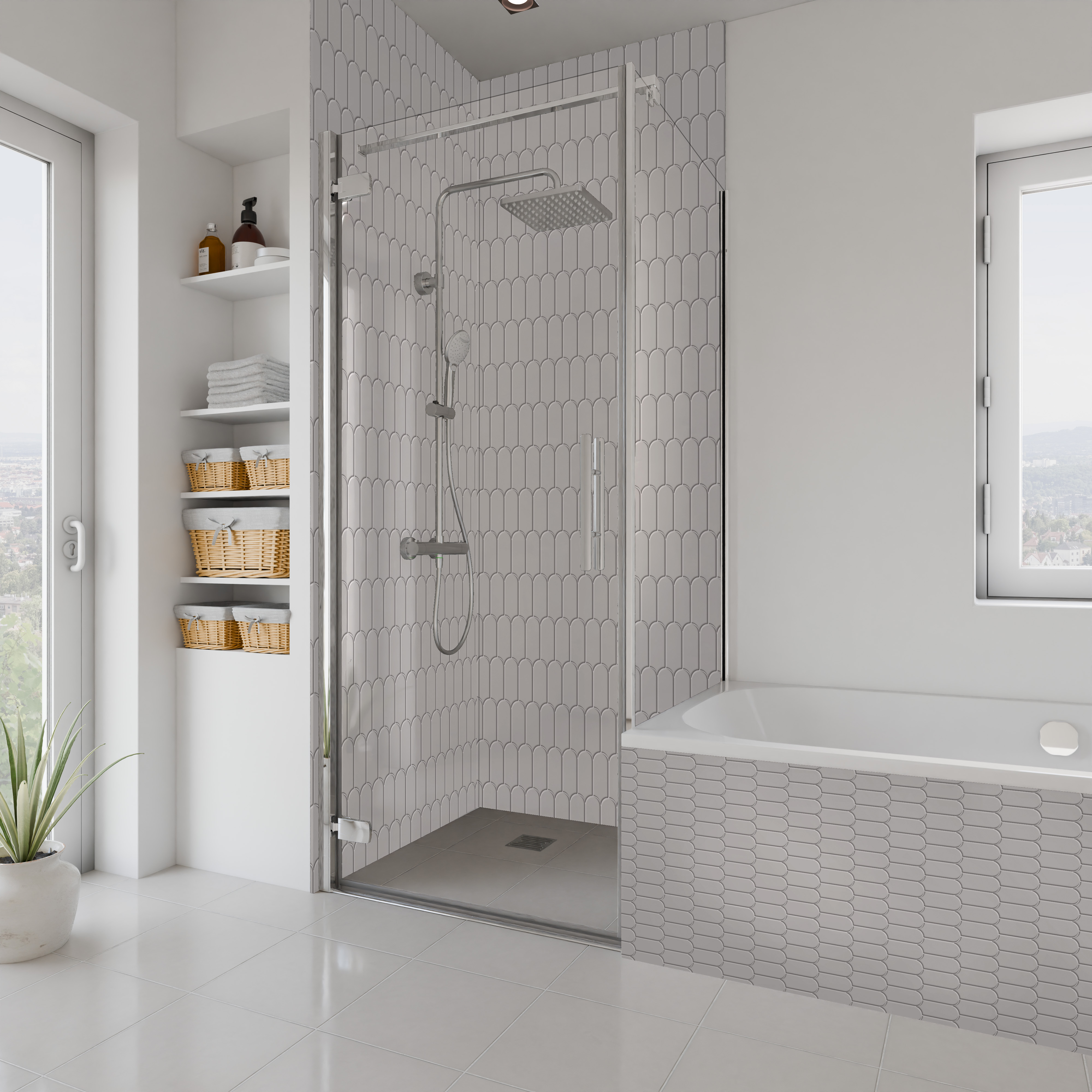 Dekor Paneele Hochglanz Bogenmosaik grau Dusche+BSW